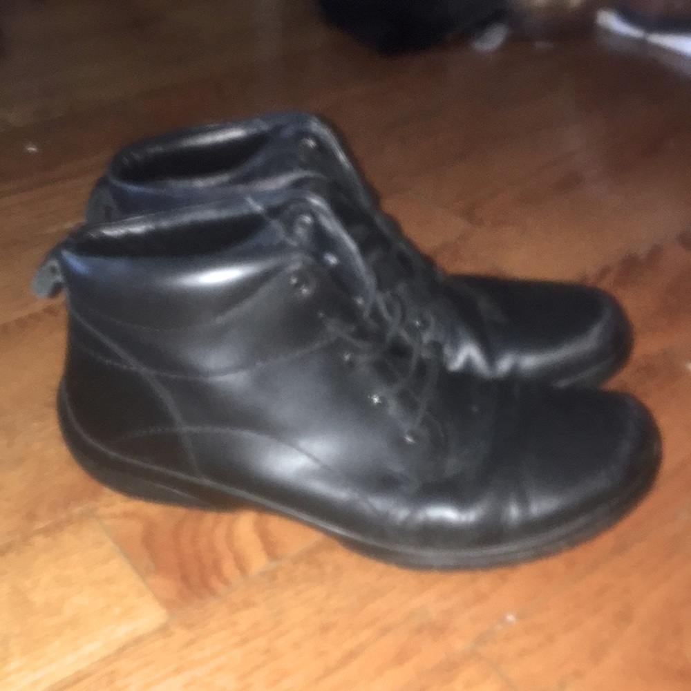 HOTTER black leather ankle lace-up boots, 8.5 med